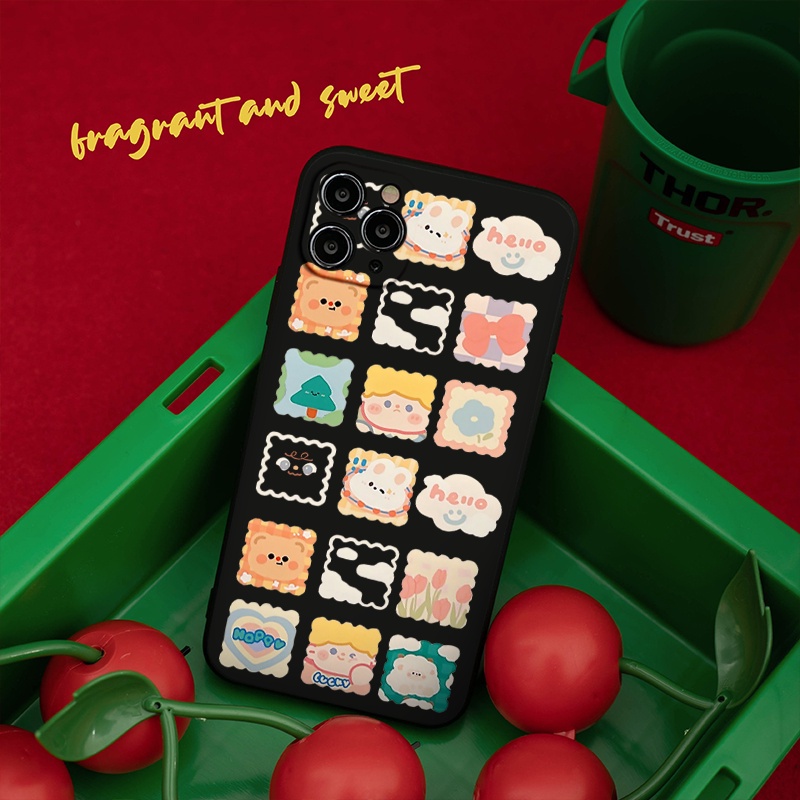 Ốp iphone - Ốp lưng iphone cạnh vuông Tem hello cute dành cho ip 6 đến 14promax - ng043
