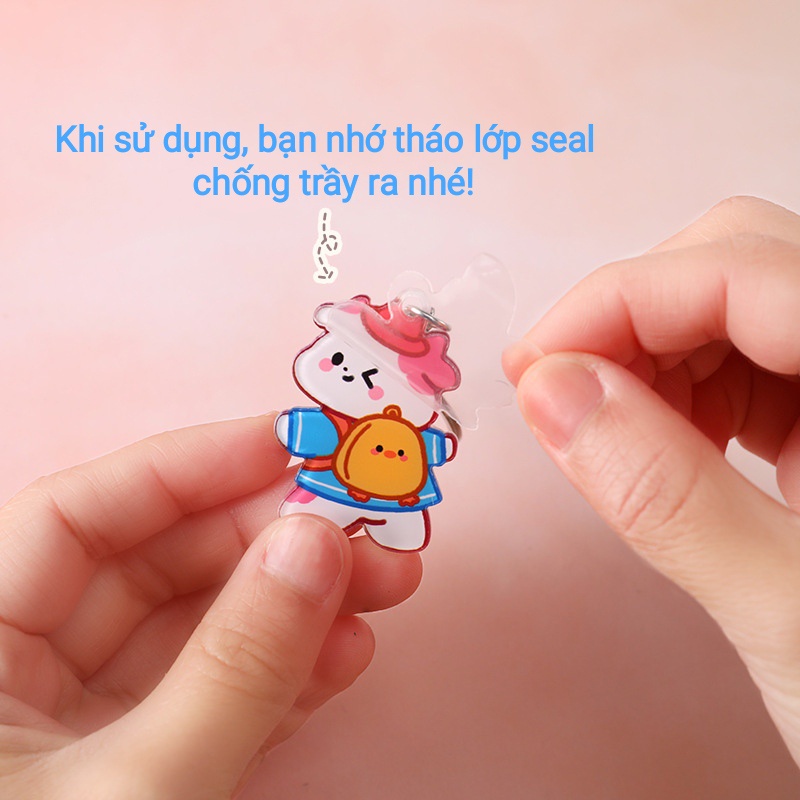 Móc khóa bò sữa nhựa cứng xinh xắn cute