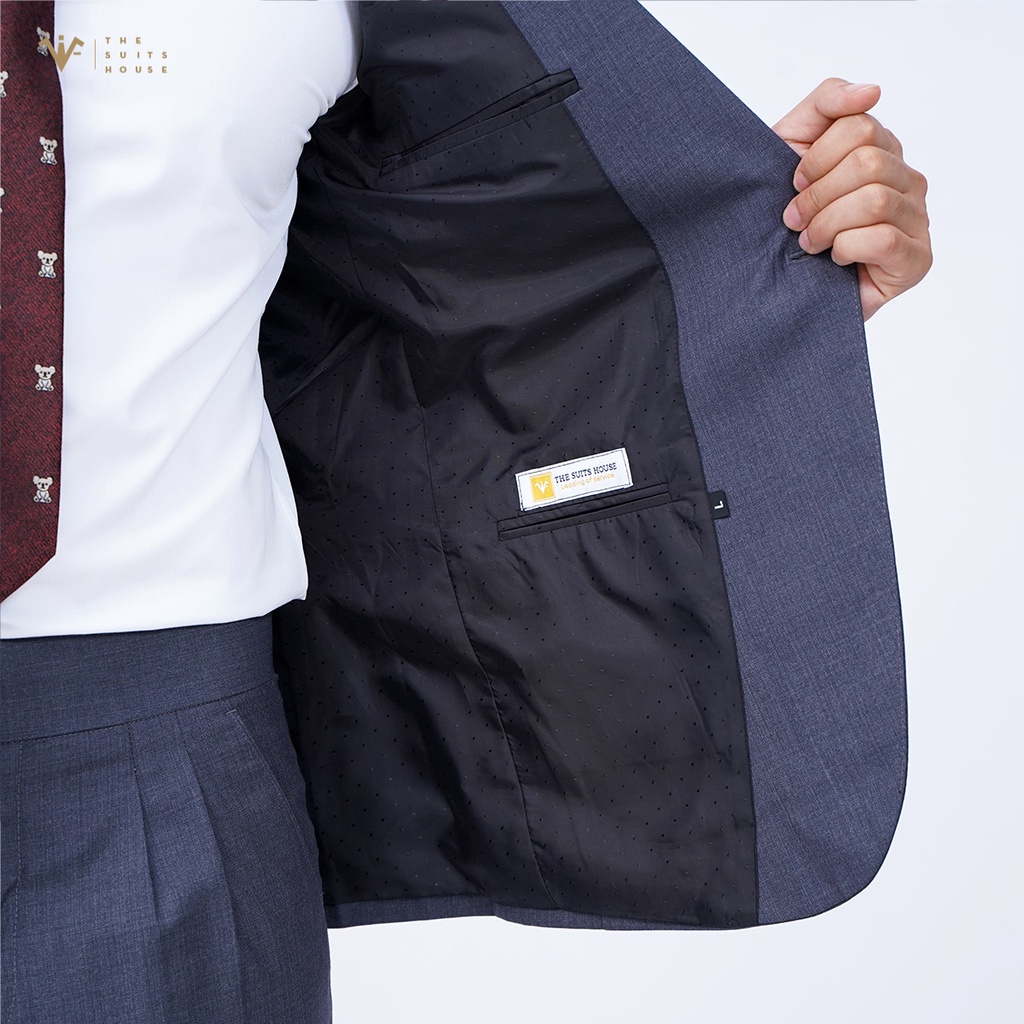 Bộ vest nam xám lông chuột, suits sartorial, 1 khuy 2 túi, form ôm The Suits House