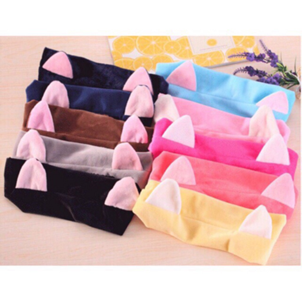 Băng Đô Tai Mèo Turban Hàn Quốc Nhiều Màu Cute Freeship Chính Hãng