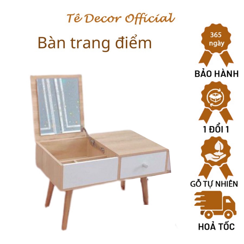 Bàn trang điểm ngồi bệt Tee Decor - Kệ trang điểm mini có gương - Gỗ MDF nhập khẩu, chống mối mọt - Bh 1 năm