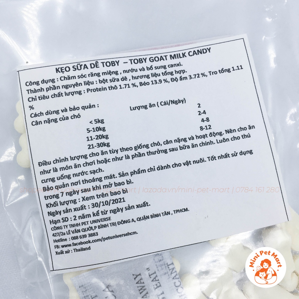 Kẹo sữa dê TOBY 80g - Bánh thưởng, thức ăn vặt cho chó