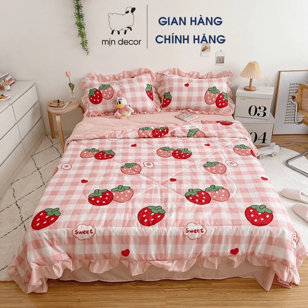 Set chăn ga gối đũi bèo MỊN DECOR mát mịn nhiều mẫu mã, MIỄN PHÍ bo chun