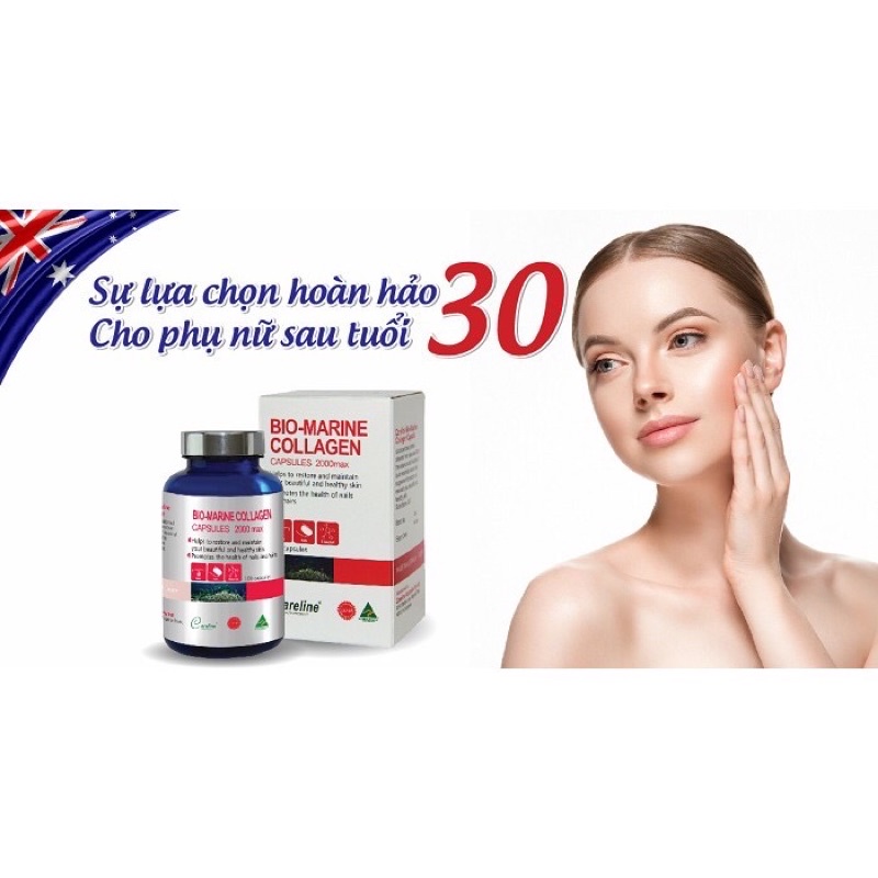 Viên Uống Đẹp Da Careline Bio Marine Collagen 2000mg, lọ 100 viên- chuẩn Úc