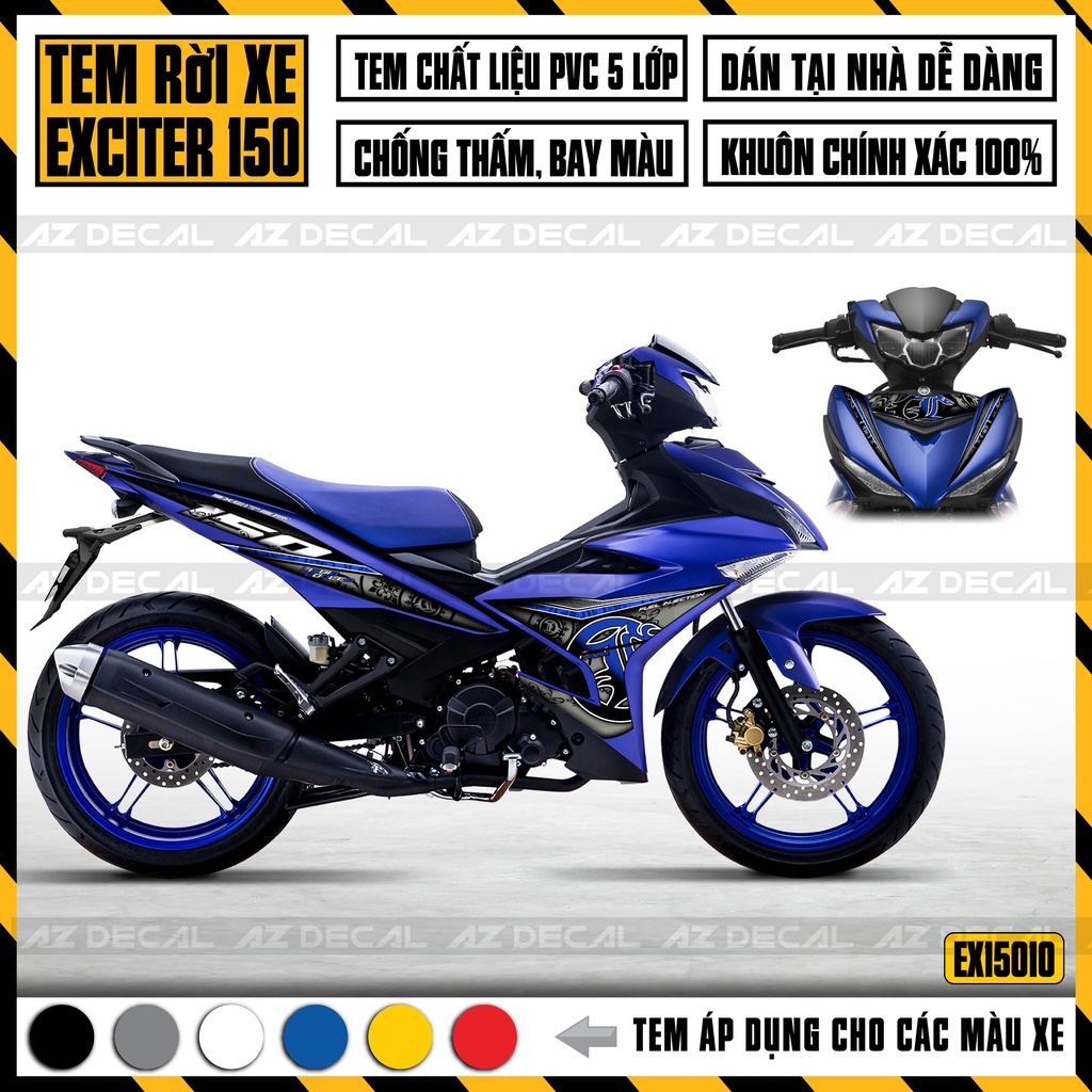 Tem Chế Dán Xe Exciter 150 Mẫu Cách Điệu | EX15010 | Decal Rời Dán EX150 Chống Nước, Chống Bay Màu