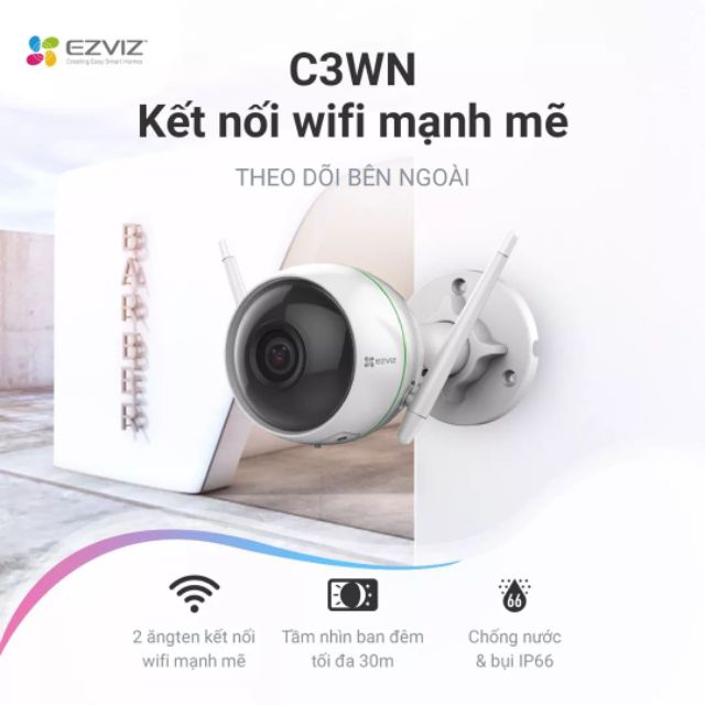 Trọn bộ KIT CAMERA WIFI EZVIZ [gồm: 1 đầu ghi hình 4 kênh và 4 camera C3WN 2.0MP](Hàng hãng)