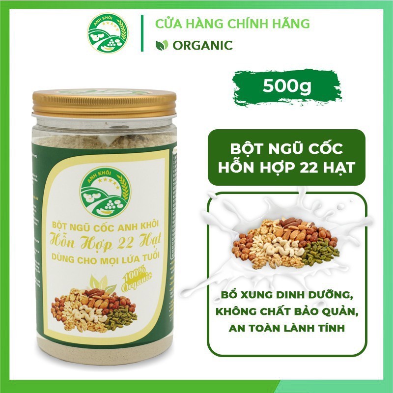 Bột ngũ cốc dinh dưỡng tăng giảm cân cho người ăn kiêng ngũ cốc cho bà bầu loại hỗn hợp 22 hạt hộp 500g