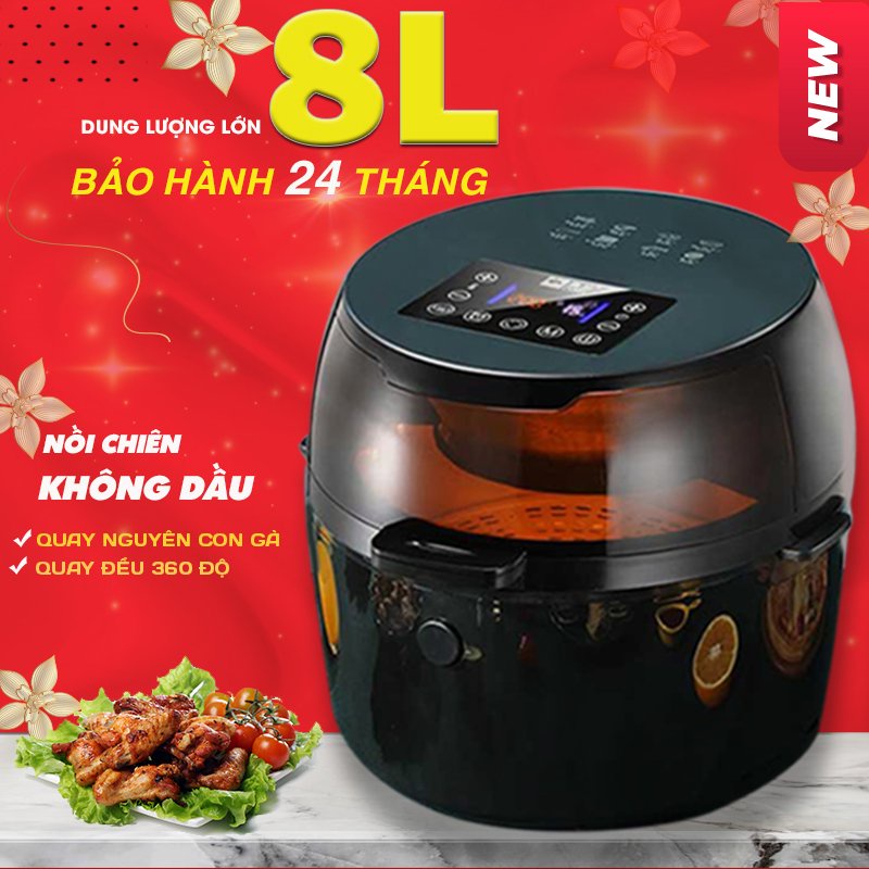 Nồi chiên không dầu 6.5L/8L/12L, dung tích nhỏ đến lớn, Bảo hành chính hãng