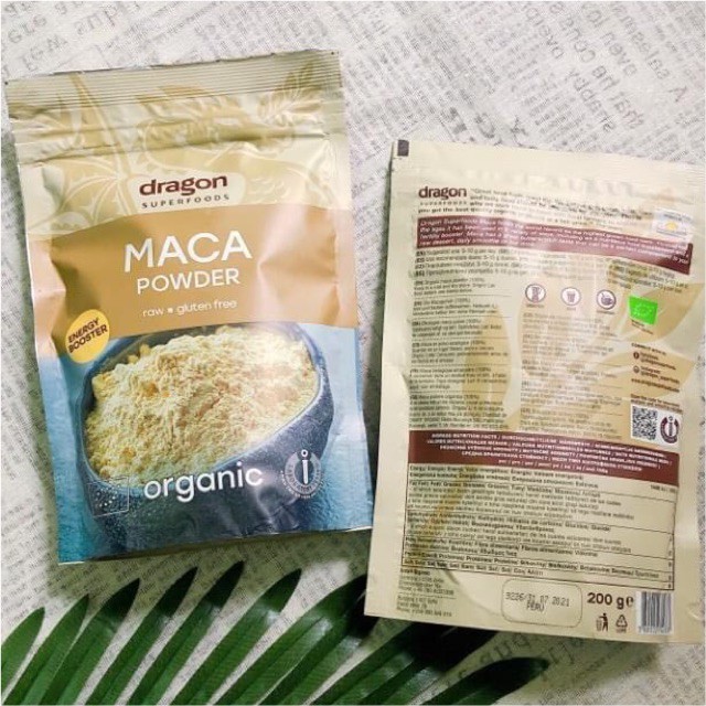 Bột nhân sâm maca Peru hữu cơ Dragon Superfoods 200g