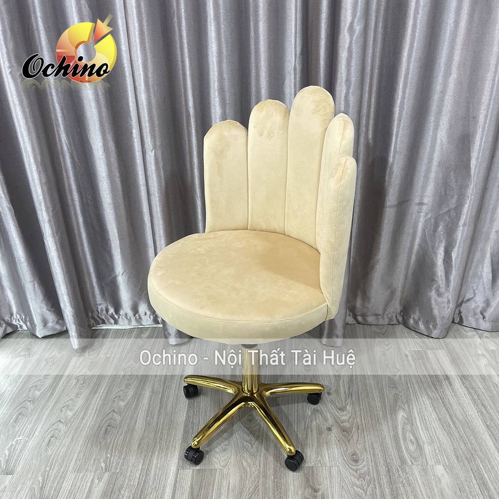 Ghế Trang Điểm Xoay, Ghế Xoay Học Sinh Bánh Xe Chân Vàng Sao Cao Cấp Mẫu Sò Múi Phong Cách Bắc Âu (Hình Thật Shop Chụp)