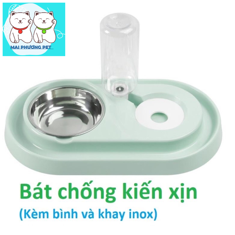 Bát ăn chó mèo Bát chống kiến, chống tràn nước xịn Bát tự động cấp nước chó mèo nhỏ