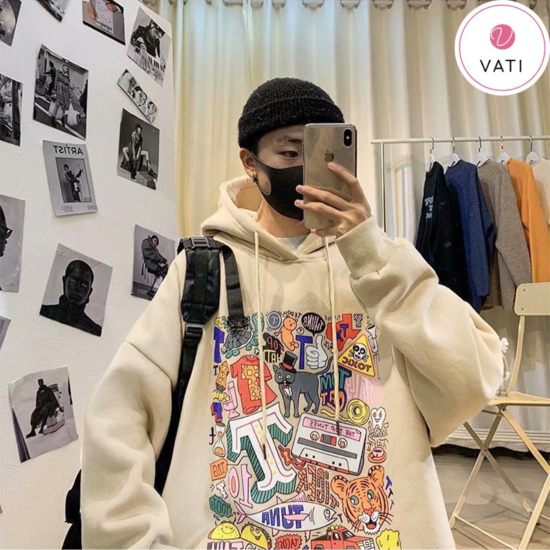 (Hàng Hot) Áo Hoodie Nam Nữ Unisex Dài Tay Phong Cách Harajuku Cá Tính Chất Nỉ Bông Trơn Nhiều Màu-VATI