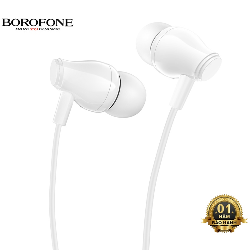 Tai nghe nhét tai Borofone BM61 nghe hay, có mic đàm thoại, dây dài 1.2m, Jack cắm 3.5mm - Chính hãng