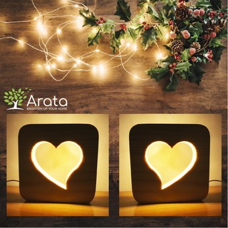 Đèn ngủ led khung gỗ heart freeship
