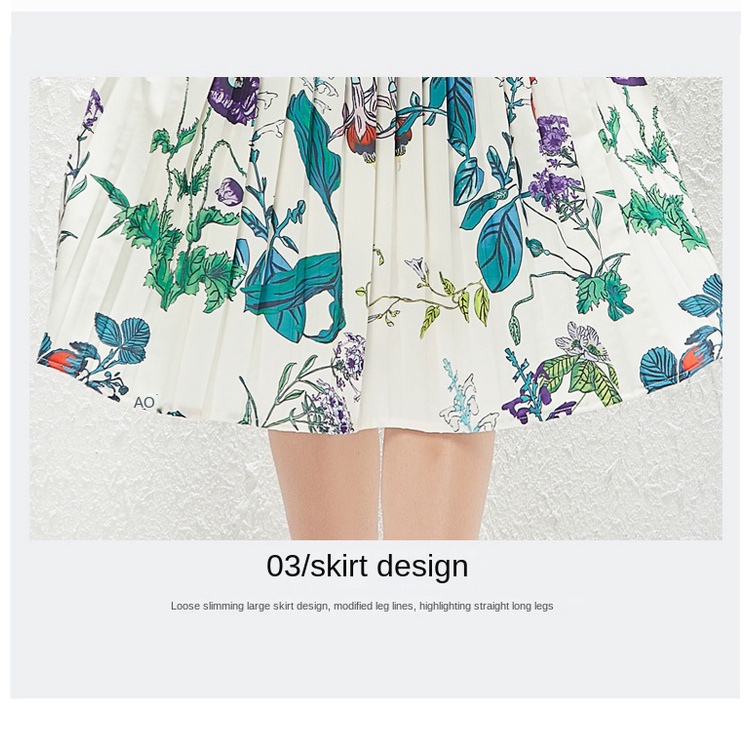 Đầm Midi Chữ A Xếp Ly In Họa Tiết Ngọt Ngào Chất Lượng Cao Thời Trang Cho Nữ