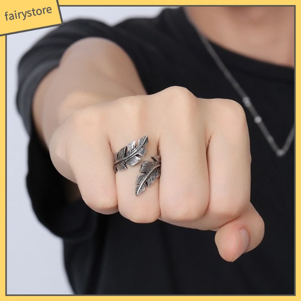 Bộ 2 Nhẫn Hở Hình Lông Vũ Thiết Kế Ấn Tượng