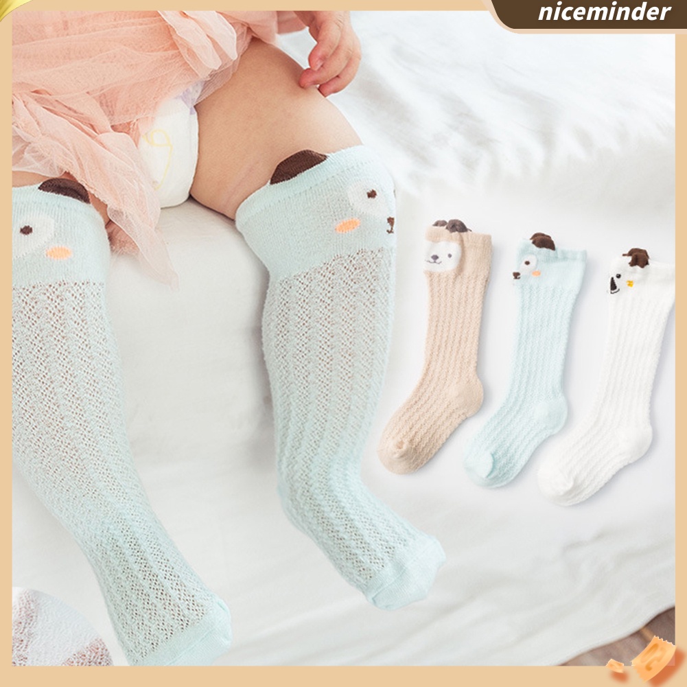 Bộ 3 đôi vớ dài tới gối in hình thú hoạt hình cho bé sơ sinh