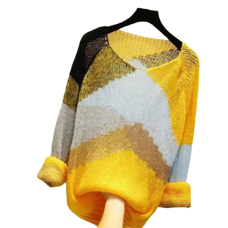 Áo len thân dài pha màu kiểu dáng siêu xinh 2022