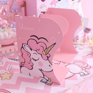 Kệ Sách Để Bàn Màu Hồng In Hình Kỳ Lân Dễ Thương