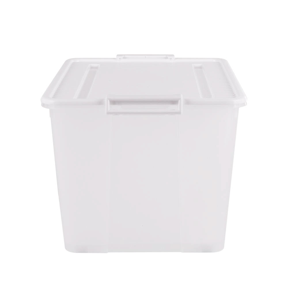 HomeBase STACKO thùng nhựa đựng đồ có nắp có bánh xe Thái Lan 66L W62xD43xH34.5Cm Trắng