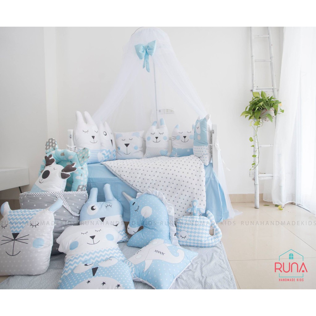 Quây cũi vải hình con thú cho bé RUNA KIDS -  Chất liệu Cotton cao cấp, giúp hạn chế va đập, bảo vệ an toàn cho bé