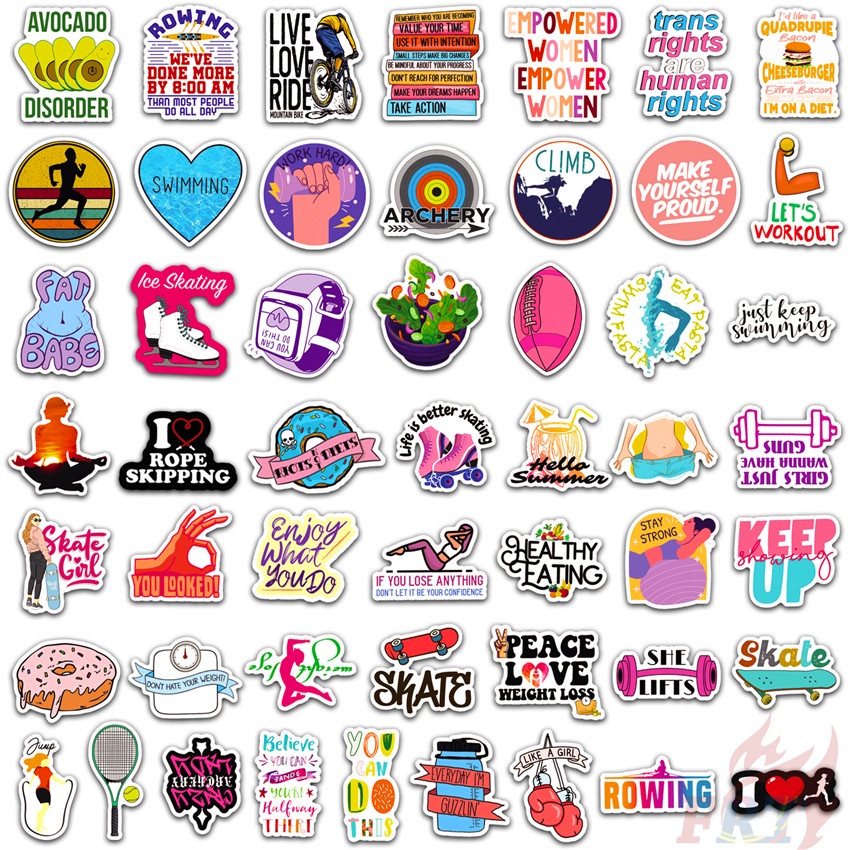 Bộ 100 Cái ❉ Sticker Dán Trang Trí Tập GYM Độc Đáo Sáng Tạo ❉ Sticker Dán Tường Chống Thấm Nước Họa Tiết Doodle Hợp Thời Trang