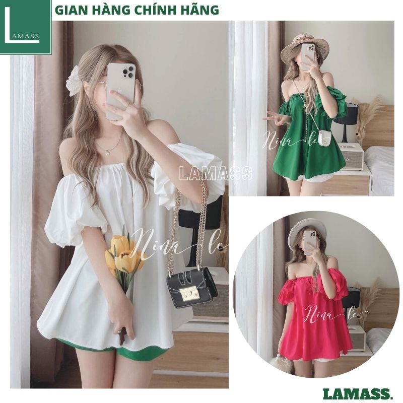 Áo trễ vai tay bồng hàn quốc ulzzang nhiều mầu vintage cực xinh -LAMASS
