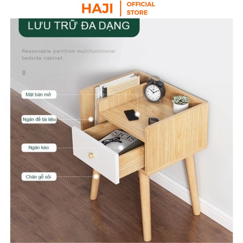 Giá để tài liệu HAJI chân gỗ sồi chắc chắn có hộc kéo lưu trữ thông minh A175
