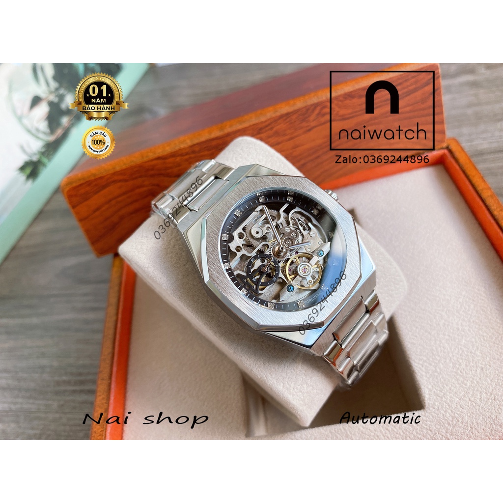 Đồng hồ nam Forsining cơ lộ máy thiết kế tối giản, máy cơ chạy automatic không cần pin, hoạt động vĩnh viễn, NaiWatch