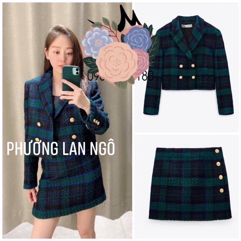 Set dạ kẻ caro XS