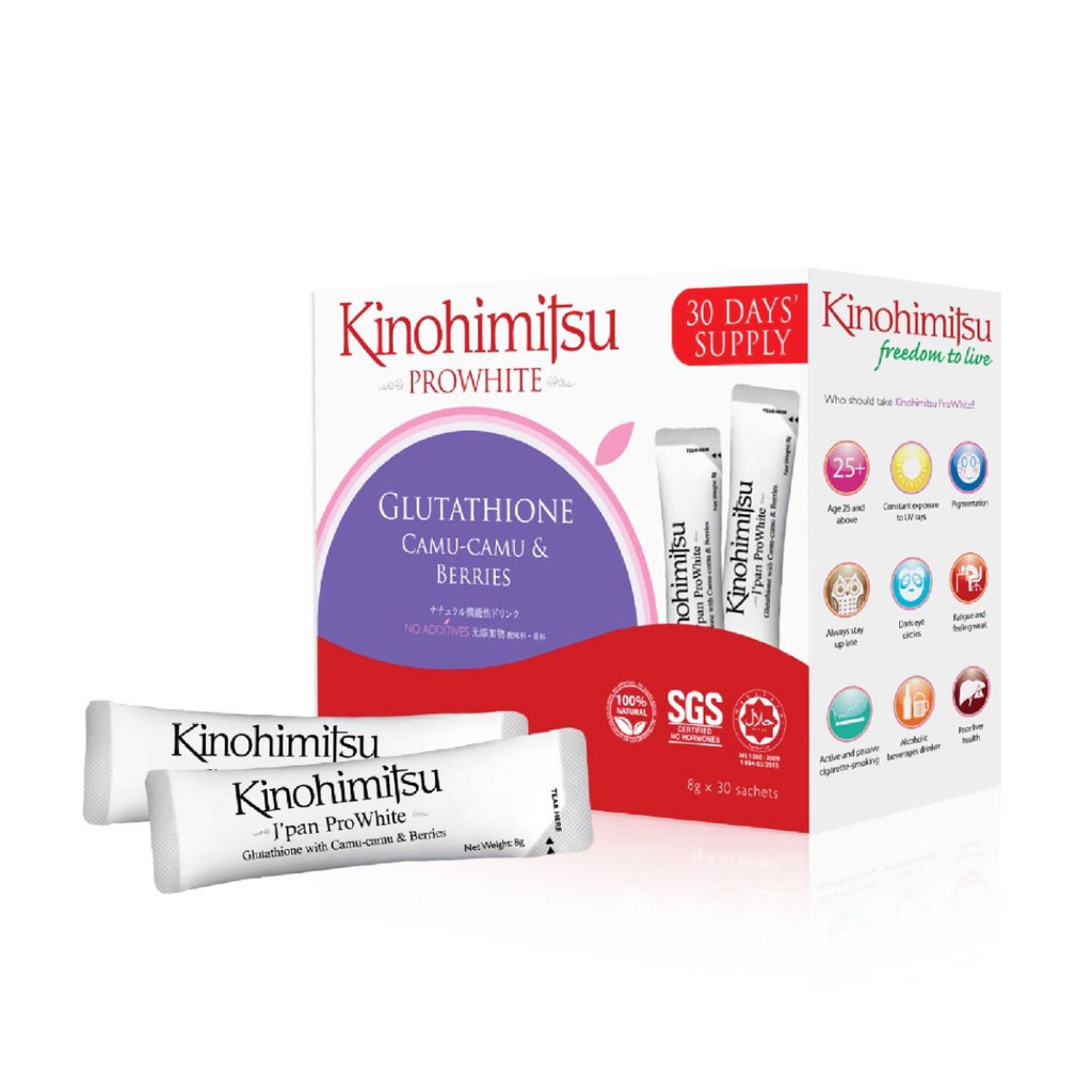 Kinohimitsu Giúp Trắng Da Và Gan Khoẻ Mạnh Prowhite Hộp 30 gói (8g/ gói)