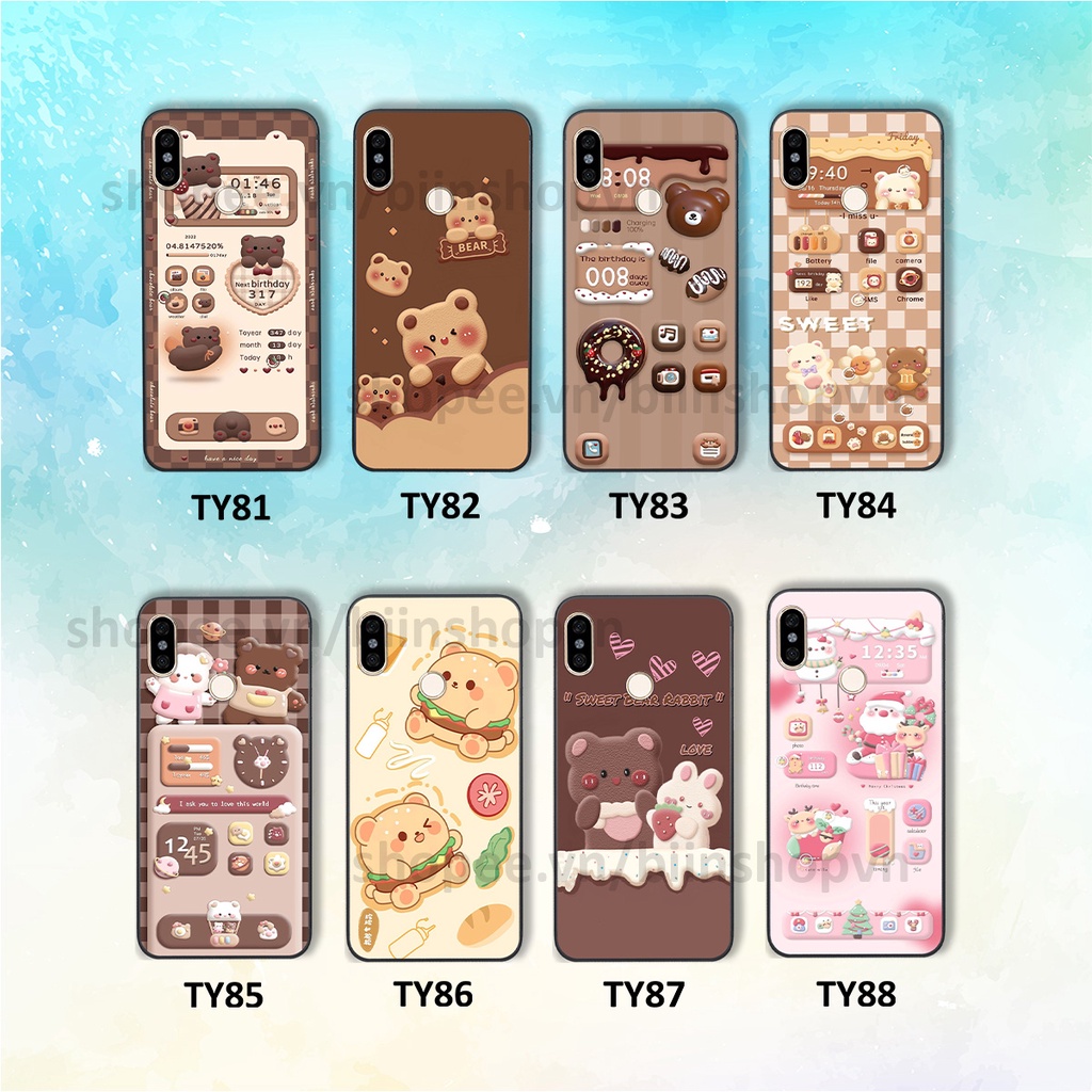 Ốp Xiaomi Mi A2 in hình gấu chocolate kẹo ngọt siêu đẹp siêu xinh