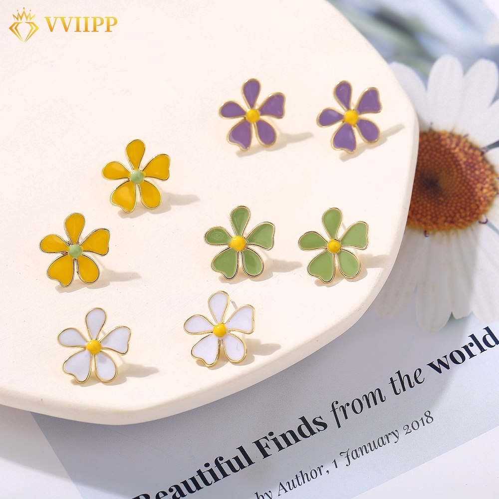 Khuyên tai hình hoa thời trang hàn quốc 4 màu tùy chọn