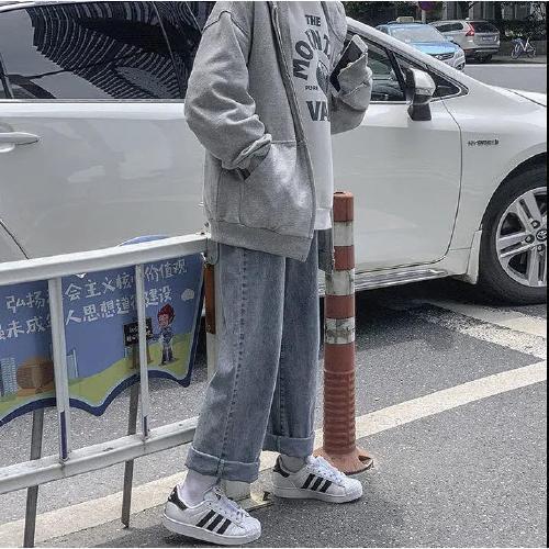 Set Áo Hoodie Form Rộng Và Quần Jeans Ống Đứng Phong Cách Hàn Quốc Cho Nữ