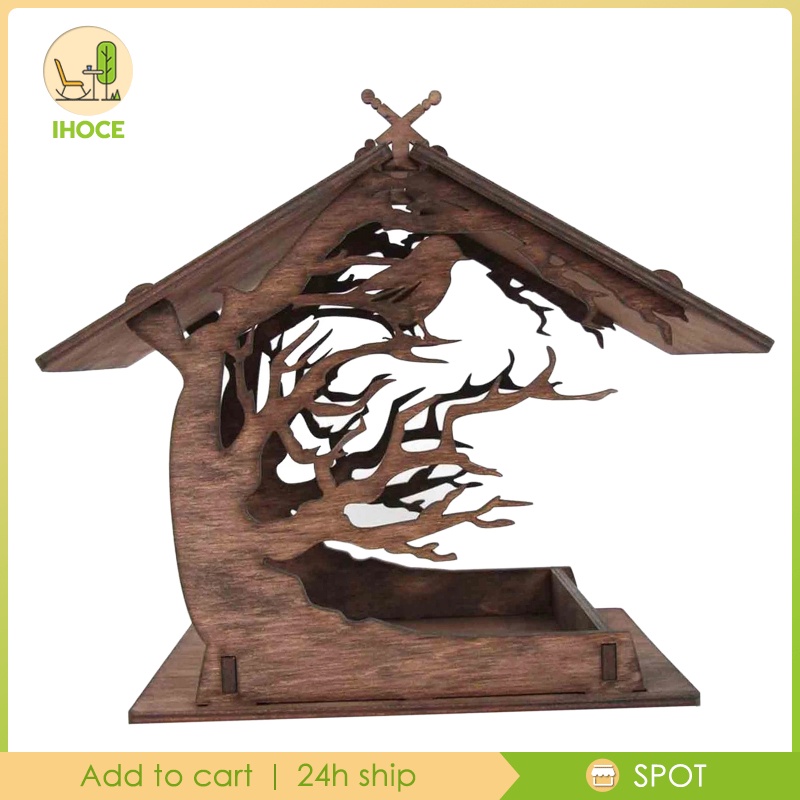 Handmade Wood Bird Feeder Attractive Hanging Birdhouse Outdoor Patio Courtyard Villa Decor Gifts Wildbird Essentials Simple Installation Easy to Clean