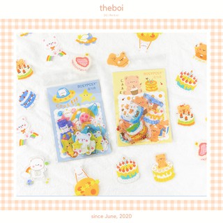 Set 40 Miếng Sticker Gấu Má Hồng Du Hành Vũ Trụ Trang Trí Sổ Scrap Book theboiofficial
