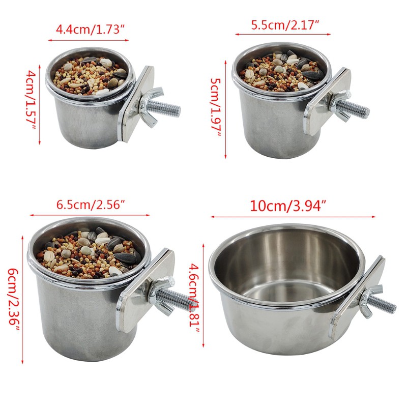 Tô đựng thức ăn treo lồng chim vẹt làm bằng thép không gỉ