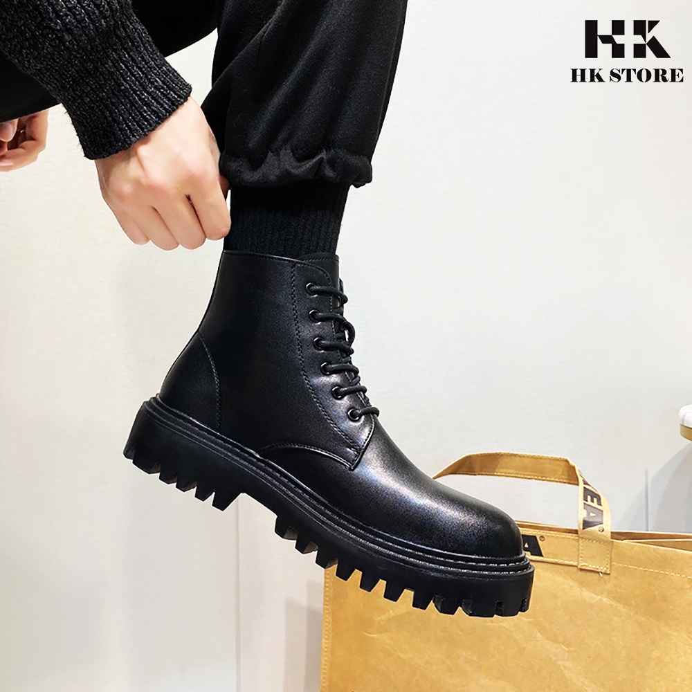 Giày COMBAT BOOTS da bò cao cấp - hàng chính hãng HK.STORE - kiểu dáng trẻ trung năng động, đế cao da mềm đi rất êm chân