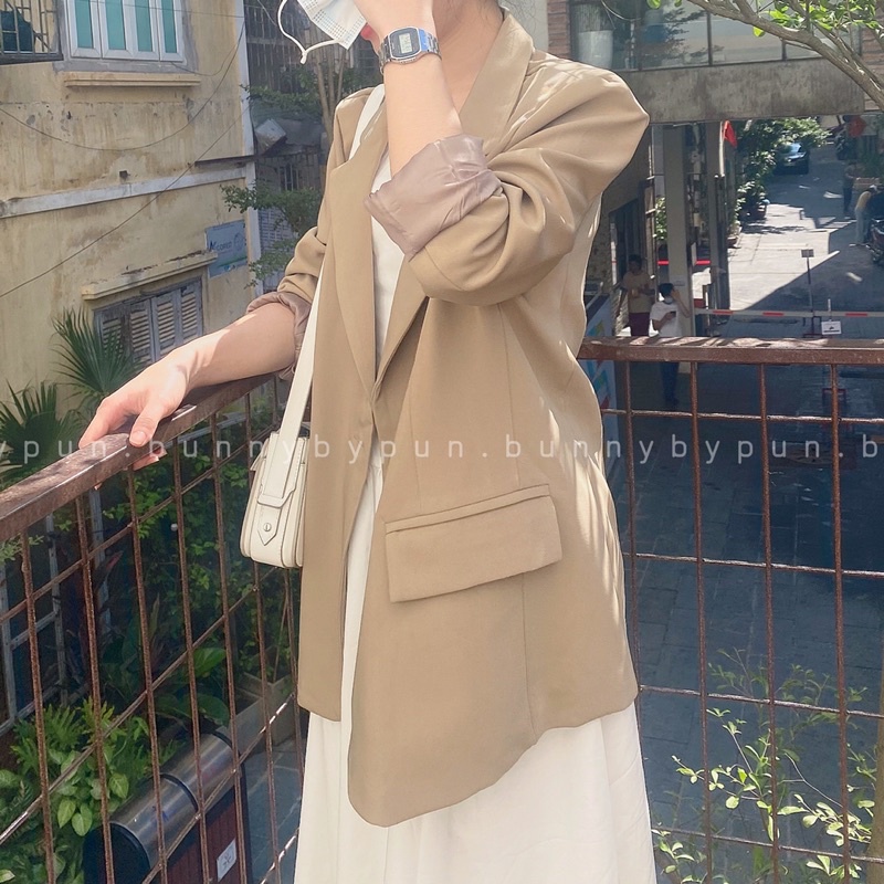 [Pun] Áo blazer nữ trơn phong cách nhẹ nhàng mùa thu