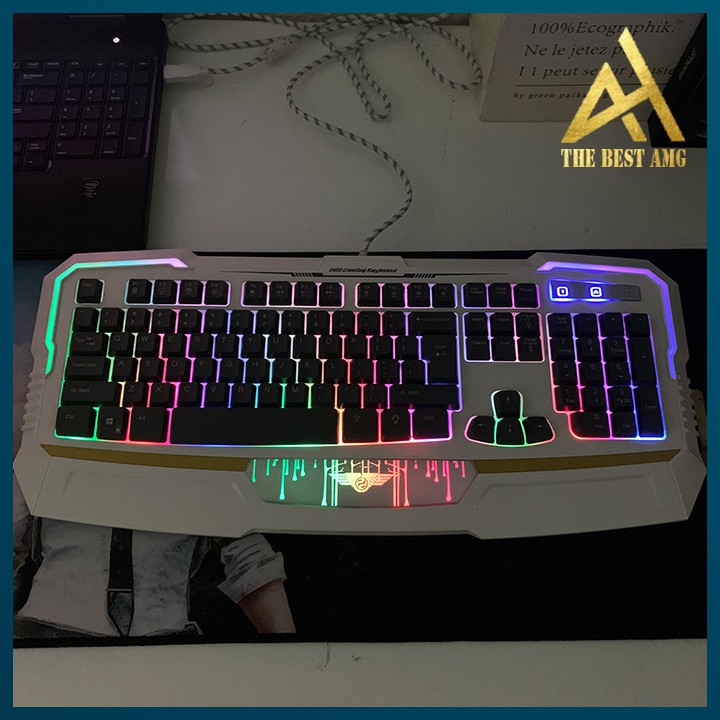 Bàn Phím Máy Tính Gaming Keycap Xuyên Led Đổi Màu Newmen KB813 Màu Trắng Giả Cơ Laptop Có Dây Keyboard Chơi Game