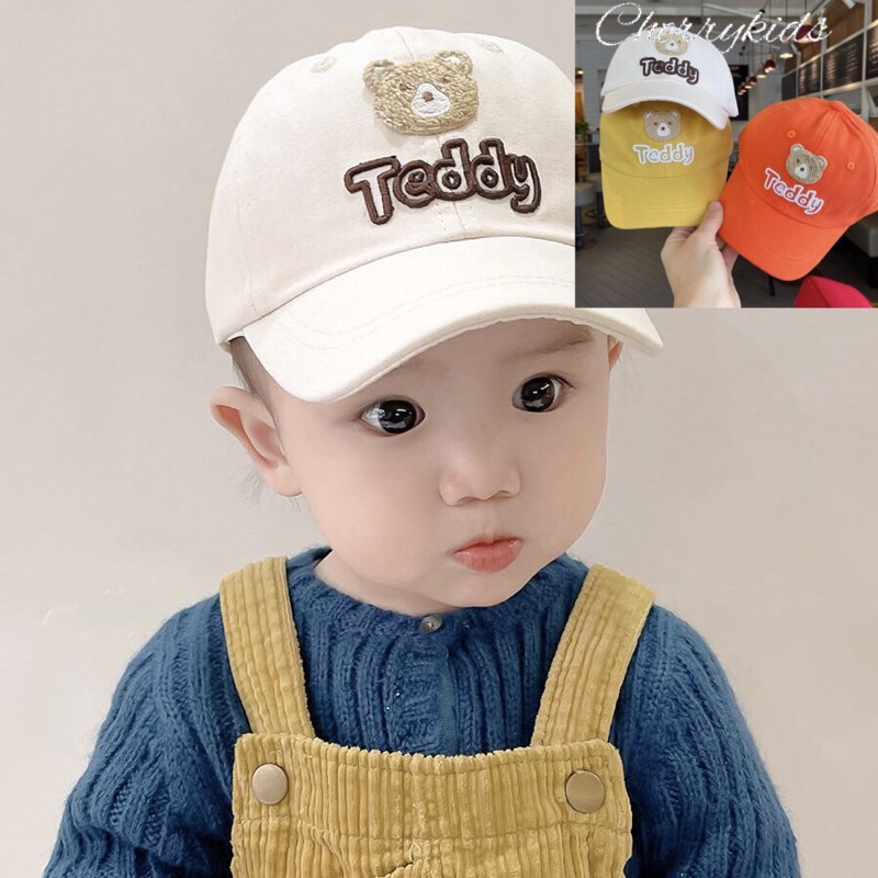Mũ nón lưỡi trai gấu Teddy cho bé 1-5 tuổi có thể chỉnh vòng đầu