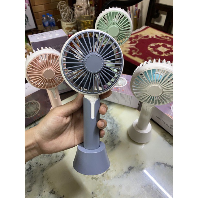 Quạt mini cầm tay khuếch tán hương thơm - Quạt mini ba cấp độ quạt mát pin khỏe - Quạt mini không ồn AROMA-F2B