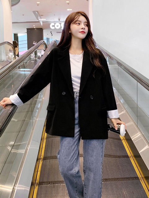 Áo vest | Áo Blazer màu be, đen hàn quốc 2020 ( có ảnh thật) | BigBuy360 - bigbuy360.vn