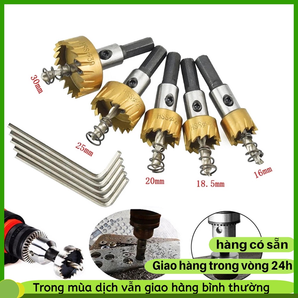 5 cái Mũi khoan khoét lỗ tròn bằng thép khoan gỗ sắt nhôm inox 16 18,5 20 25 30mm