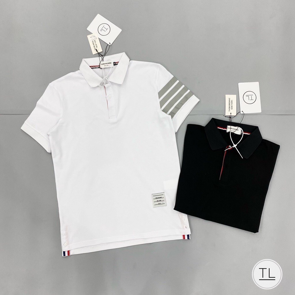 Aó Polo nam vạch tay, cao cấp chất mát, áo phông nam thấm hút hồ hôi unisex 2 màu trắng đên - AP05