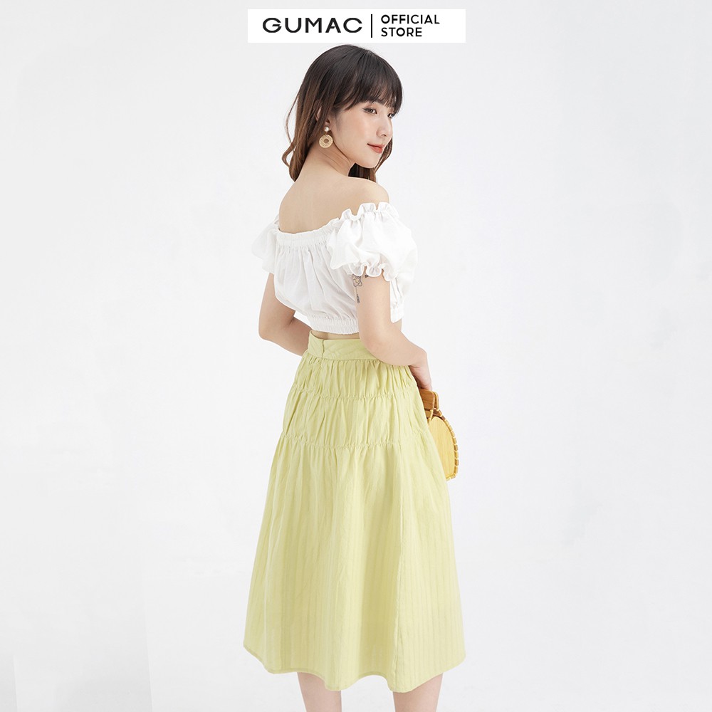 Chân Váy nữ midi xếp nhún GUMAC VB631 | BigBuy360 - bigbuy360.vn