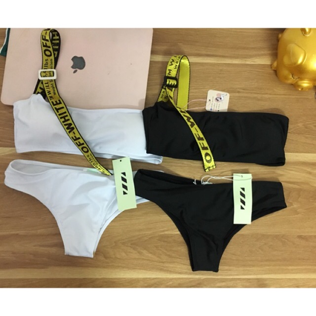 [BKN505] &lt;BRAND&gt; SET BIKINI OFFW QUAI VÀNG ĐEN/TRẮNG