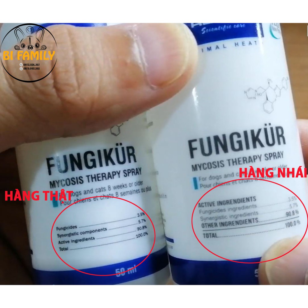 Xịt Trị Nấm Cho Da Bị Đóng Vảy Rụng Nhiều Lông Ngứa Dữ Dội Alkin Fungikur 50ml, dành cho chó và mèo