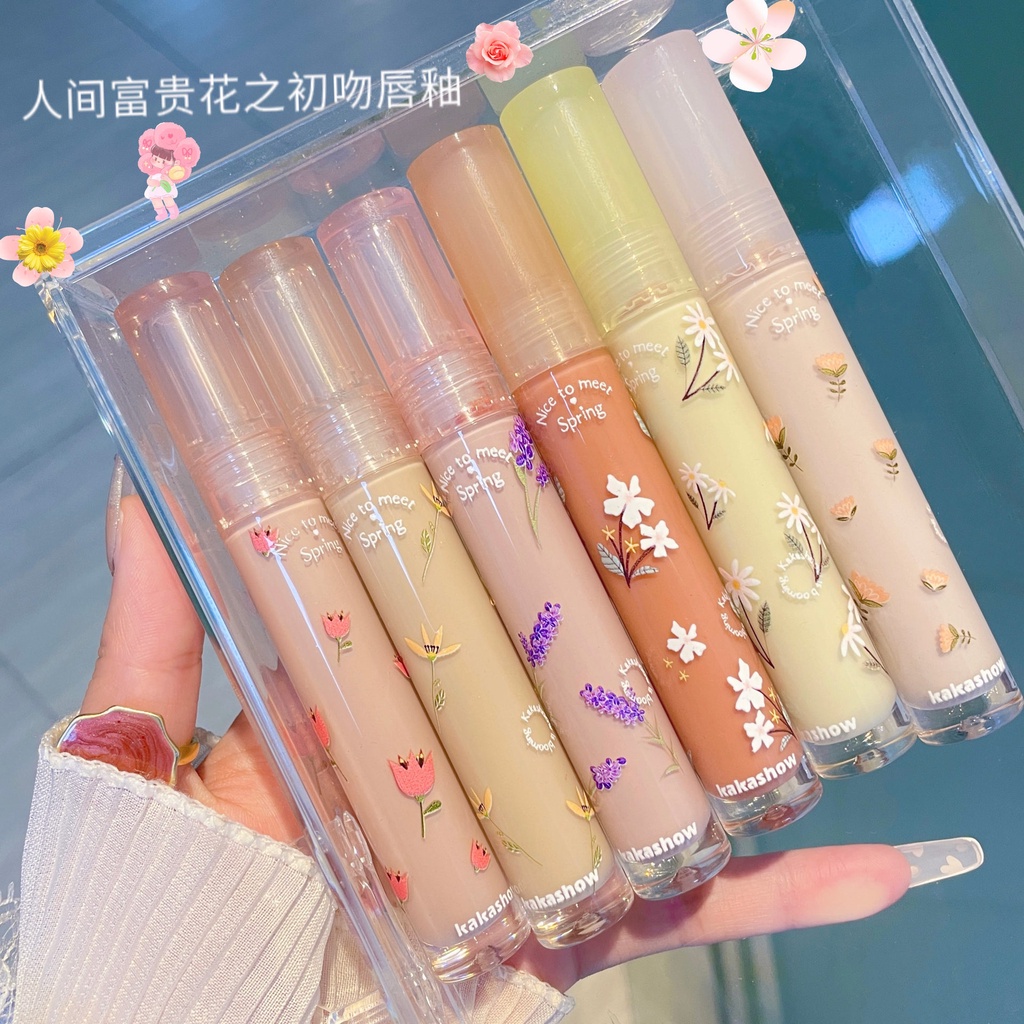 Son Môi Kakashow Dạng Lỏng Dưỡng Ẩm Chống Thấm Nước Thiết Kế Vỏ Hình Bông Hoa Xinh Xắn