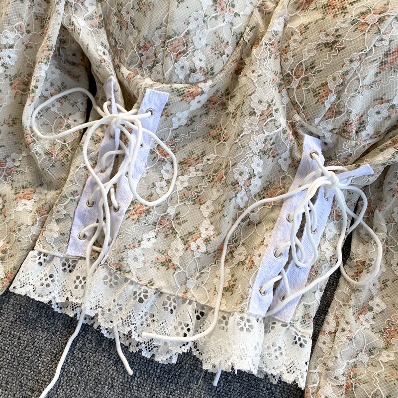 Áo Kiểu Tay Dài Cổ Vuông Ôm Eo Phong Cách Retro Pháp Cho Nữ